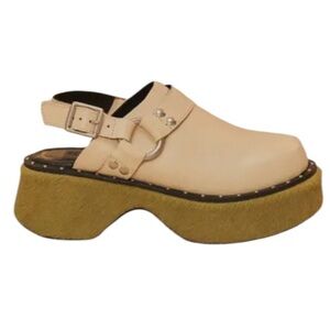 Farm Rio Leather Ivory Sling Back Harness Clog/Shoes(Size 6)